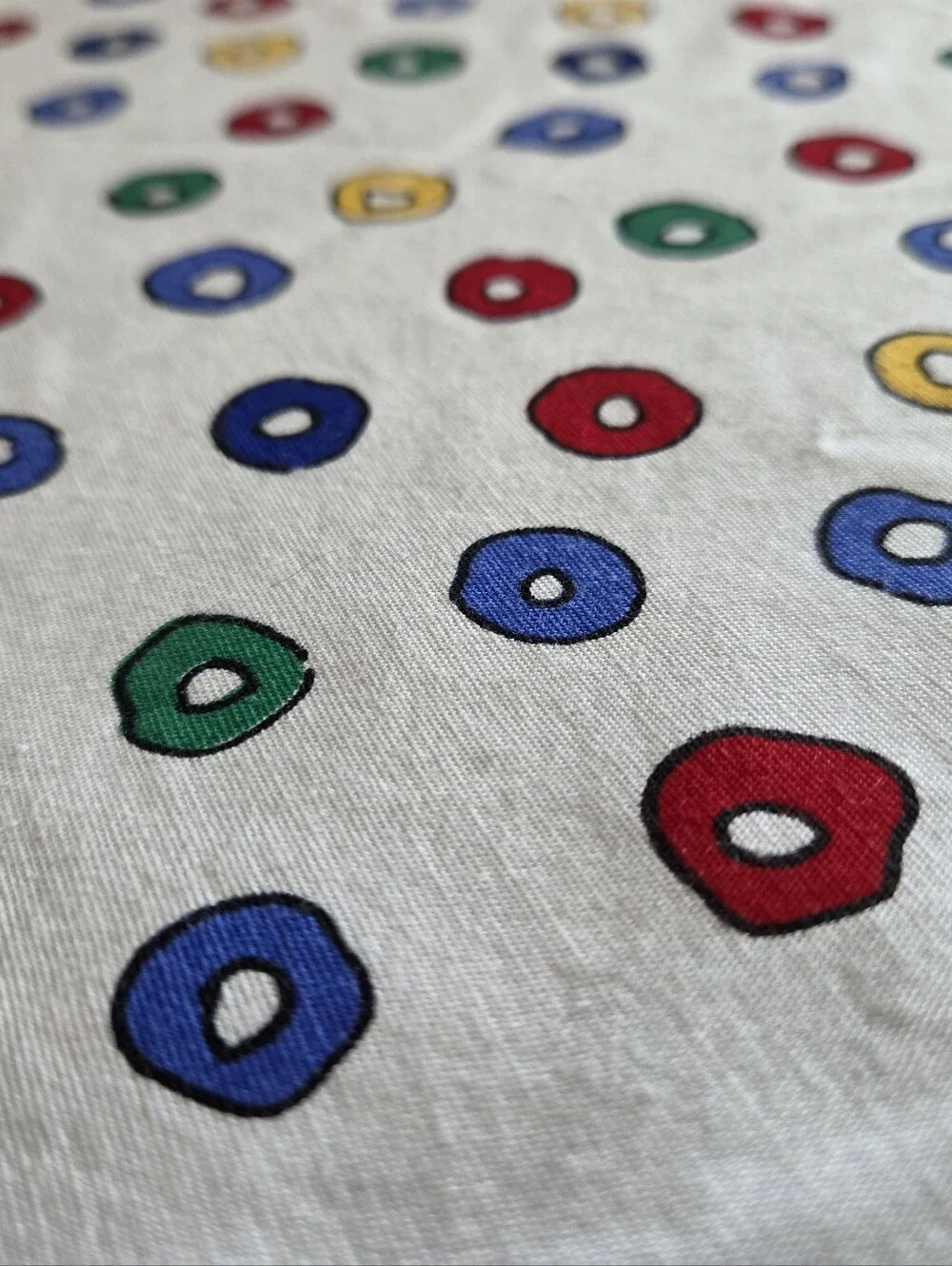 1980's Cranston Print Works Cotton SEW QUILT Red/Green/Blue/Yellow Oval Fabric